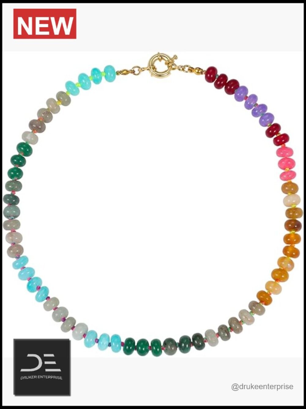 Natural Gemstone Beaded Choker Necklace 14K Gold Plated Handmade